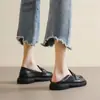 Zapatos de Mujer Talla Grande 35-43, Zapatos Pequeños de Cuero Negro de Cuero Suave Genuino, Nuevos Mocasines Estilo Británico Primavera y Verano Jk, Zapatos Planos
