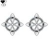 Pendientes de Nudo Celta de Plata de Ley S925 de Alta Venta Transfronteriza para Mujer, Pendientes de Lujo Ligero de Gama Alta con Incrustación de Circonita, Joyería de Nicho