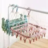 Percha de plástico a prueba de viento con 32 pinzas, tendedero para calcetines de niños, percha para ropa de bebé, tendedero doméstico para ropa interior