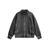 Ropa Vintage Yidao Otoño 2026 Nuevo Retro Americano Chaqueta Harrington con Cremallera y Cuello Alto de Mezclilla Desgastada para Hombre