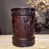 Portaplumas de Secuoya Talla en Madera Madera de Ébano Negro Navegación Fluida Portaplumas de Madera Maciza Artesanías Adorno de Almacenamiento para Escritorio de Estudiante