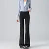 Calça boca de sino cinza tubarão para mulheres, novos leggings de cintura alta modeladores primavera 2025, calça flare de ioga esportiva para fitness que levanta o bumbum