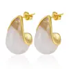 Brincos Coloridos em Forma de Gota da Moda Europeia e Americana Transfronteiriços Aço Inoxidável Cor Duradoura Brincos de Resina Versáteis Acessórios de Orelha para Primavera e Verão