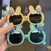 Nuevas Gafas de Sol Infantiles de Conejo con Flores Lazo Orejas de Conejo Lindas Gafas Pequeñas Gafas Fotográficas de Flores