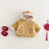 No hay devoluciones ni cambios Traje de Año Nuevo de Osito para Niños Izquierda Pequeña Derecha Pequeña Chaqueta de Algodón con Capucha Forrada de Polar para Niños de Invierno Moderna