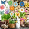 Transfronteiriço 12 Novas Árvores Decorativas de Verão Flores de Madeira Girassol Colorido Margarida Pingentes Decorativos de Madeira Pendurados