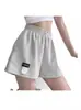 Shorts de Waffle Sueltos Deportivos para Mujer Cintura Elástica Pierna Ancha Pantalones Cortos Calientes Aspecto Adelgazante Casual Cintura Alta Rectos Hogar