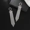 Brincos de Diamante Exagerados Novos de Fábrica Brincos de Corrente com Garras Cheios de Diamante e Franja Brincos Geométricos Simples Femininos Femininos E753