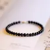 Pulseira de Contas de Obsidiana Extremamente Finas de 3mm com Cor dos Olhos Feminino Estilo Retrô Design Personalizado Pulseira Presente de Casal Masculino