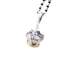 Collar con colgante de corona de plata de ley 925 color oro y plata a juego patrón tangcao diseño de nicho temperamento de lujo ligero cadena para camiseta suéter
