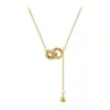 Collar de Doble Anillo para Mujer 2023 Nuevo Estilo Lujo Ligero Alto Nivel Elegante Cadena para Clavícula con Borla Colgante de Anillo Microincrustado Joyería