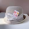 Sombrero de Pescador de Ala Enrollable Hepburn Francés Sombrero de Paja de Verano con Protección Solar para Mujer Lazo Escalonado de Satén Sombrero de Copa Parasol Moderno