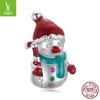 Dije de plata con forma de muñeco de nieve navideño, pulsera de plata de ley S925 con cuentas, accesorios de bricolaje, dije de cuentas, regalo de Navidad