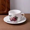 Louça de Cerâmica com Padrão de Frutas Medievais Copo Espesso para Café da Manhã Xícara e Pires para Chá da Tarde Francês Copo de Leite para Casa Prato para Lanches