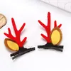 Presilhas de cabelo e tiaras de chifre de rena de Natal transfronteiriças, acessórios de cabelo de orelha e chifre de rena de pele sintética de Natal
