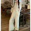 Camisa de Manga Larga Estilo Perezoso Protección Solar + Pantalones de Pierna Ancha Conjunto Casual de Moda Estilo Coreano Nuevo Otoño 2026 ins