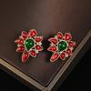 Antigo vingate Tribunal Francês Flores Exageradas Esmalte Borla Arroz Beads Brincos Colar Broche terno