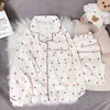 Conjunto de Pijama Nuvem de Algodão Dopamina Manga Longa Estilo Primavera e Outono Doce Conjunto de Roupa de Casa Feminina Venda por Atacado de Fábrica