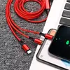 Cable de Datos Trenzado de Nylon Uno a Tres Adecuado para Teléfonos Android, Apple y Huawei, Cable de Carga Tres en Uno, Regalo con Logo
