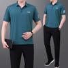 Novo Conjunto Esportivo Casual de Verão 2021 para Homens de Meia-Idade e Idosos, Calça de Seda Gelada de Manga Curta para o Papai