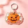 Chaveiro Acrílico Edição Limitada Casamento de Halloween - Designs de Abóbora, Fantasma e Rosa - Presente Criativo Doce e Legal