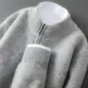 Suéter 100% Lana Pura para Hombre, Cremallera Media Alta, Cárdigan de Punto Engrosado, Suéter Cálido Business Casual, Manga Larga