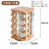 Suporte de Temperos de Bambu para Uso Doméstico, Suporte Giratório para Armazenamento de Especiarias, Suporte Multifuncional de Garrafas de Temperos para Cozinha, Garrafas de Vidro para Temperos