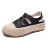 [Oferta por Tiempo Limitado: 99] Sandalias Deportivas de Piel Genuina para Mujer, Punta Abierta con Velcro Mágico, Suela Gruesa Romana de Piel de Vaca Plana