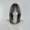 Peluca de venta popular estilo coreano para cabello medio-largo con flequillo, red de rosa transpirable, seda mate, peluca elegante de cabeza completa, venta al por mayor
