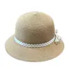 Chapéu de Palha com Laço de Bolinhas Retrô de Verão Estilo Férias Feminino Chapéu de Sol Trançado de Palha Francês Chapéu de Sol para Proteção Solar na Praia Tendência