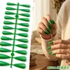 Puntas de Uñas Europeas y Americanas de Moda de Gama Alta Mate de Punta Larga, Colección de Color Sólido, Piezas para Uñas, 24 Piezas