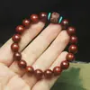 Pulsera de cuentas redondas de sándalo rojo grabada con Pixiu, Rosario de cuentas de madera para mujer, Regalo simple y elegante