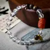 Diseño original cristal blanco natural con madera de incienso verde inan pulsera texto juego sur ágata roja pulsera verde madre