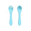 Cuchara de Silicona Bebé Autoalimentación Entrenamiento para Comer Cuchara Suave Comida Complementaria para Bebé Mango de Madera Tenedor Cuchara Cuchara Complementaria de Silicona