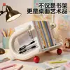 Organizador de Estante de Mesa, Armazenamento de Livros Retrátil, Organizador de Livros Infantis Ilustrados, Porta-Canetas Multifuncional, Organizador de Mesa para Papelaria