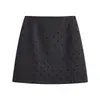 Falda de Lana con Lunares Grises para Primavera y Otoño, Falda de Cintura Alta Línea A que se Ajusta a la Cadera Anti-Exposición, Falda Corta Adelgazante de Talla Grande para Mujer