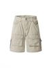 Estilo americano Retro High Street Multi-Pocket Tooling Shorts Masculino e Feminino Casual Solto Lavável Reto Calças Jeans Verão