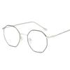 Marco de Acero Kickoff Poligonal Gafas para Miopía Marco de Gafas Retro Artístico Gafas Planas Anti Luz Azul Gafas de Cerca Terminadas para Mujer