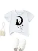 Amazon eBay Estação Independente Moda Personalidade Versátil Divertido Roupas Infantis Lua Gato Estrelas Gola Redonda Manga Curta Camiseta