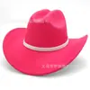 Sombrero de ala ancha para el sol estilo vaquero occidental Sombrero de fieltro de estilo étnico de alta gama Sombrero de utilería para escenario a prueba de viento para viajes de vacaciones