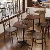 Café Retrô Americano Mesa e Cadeira de Madeira Maciça Combinação Padaria Sobremesa Loja de Chá com Leite Mesa Restaurante Ocidental Comercial Mesa Quadrada