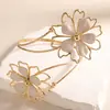 Pulsera Abierta de Doble Extremo Esmaltada Floral de Nuevo Estilo Transfronteriza, Joyería de Brazalete Abierto de Lujo Ligero de Nicho para Mujer de Gama Alta