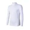 Camiseta de manga larga con cuello medio, color liso, para primavera y otoño, cómoda y a la moda