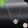 Colar Original Yinziyun Flor Rosa Moissanita Cor D Clássico e Atemporal Corrente de Clavícula Prata de Lei S925 Joia para Banquete