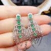Venta al por mayor de fábrica Populares Pendientes de Esmeralda Natural Plata S925 Incrustados Piedra Principal 3*4 Joyería de Lujo Venta Directa de Fábrica