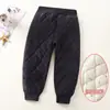 Pantalones Térmicos Escolares con Cierre Mágico Abrigadores para Otoño e Invierno, Algodón Espeso para Usar por Debajo