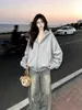Sudadera con capucha y cremallera de estilo japonés, moderna, única, de nicho, con estampado de estrellas para mujer, nuevo top casual de otoño e invierno, ins