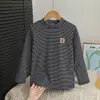 Camiseta Base Branca de Algodão Puro para Meninos Estilo Novo Moletom de Outono para Crianças e Bebês Roupa de Outono