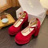 Zapatos Mary Jane Estilo Retro Francés de Suela Gruesa 2024 en Rosa, Estilo Puro Deseo, Zapatos de Salón Tendencia con Tacones Gruesos