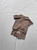 Ins Estilo Coreano Borde Rizado Borde de Oreja Top de Cuello Redondo Blanco Cremoso Traje de Shorts Ropa para Niños y Niñas para Hombre y Mujer Estilo Verano Combinable